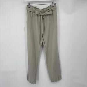 Women's Cartonnier Anthro Linen Blend Belted Taupe Pants Small